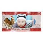 Festive Camels  Red & Silver Christmas Photo Card