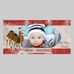 Festive Camels  Red & Silver Christmas Photo Card photo cards