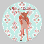 Festive Fawn Art Christmas Sticker stickers
