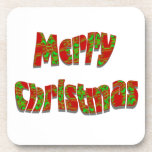 Festive Merry Christmas Design cork coasters