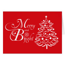 Festive red merry and bright holiday folded card