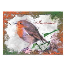 Festive Robin Party Invitation