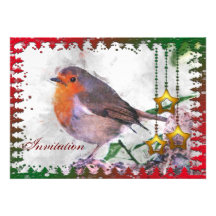 Festive Robin Party Invitation