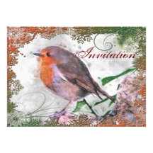 Festive Robin Party Invitation