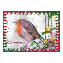 Festive Robin Party Invitation