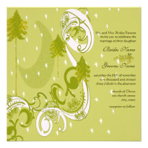 Festive Swirl Moon Tree Square Wedding Invitation