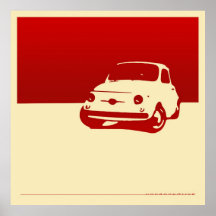 Fiat 500, 1959 - Red on cream poster
