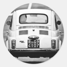 Fiat 500 in Rome, Italy Round Stickers
