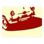 Fiat 600 Detail - Dark red on light postcard