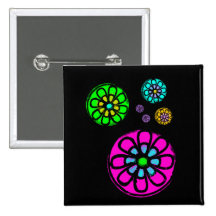 Fibonacci Flower Power Pinback Buttons