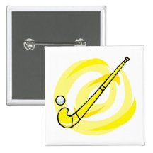 Field Hockey yellow logo Button