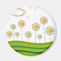 field of daisies fridge magnet
