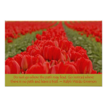Field of Red Tulips with Inspirational Quote Photo Print