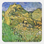 Field with Wheat Stacks Square Stickers