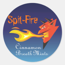 Fiery Devil's Head_Cinnamon Breath Mints Round Stickers