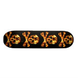 Fiery Flaming Skull and Crossbones Skate Boards