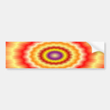 Fiery muticolored "bulls-eye" background bumper stickers