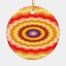 Fiery muticolored "bulls-eye" background christmas tree ornaments