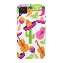 Fiesta Party Sombrero Cactus Limes Peppers Maracas Vibe iPhone 4 Case