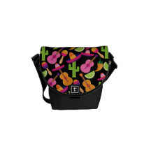 Fiesta Party Sombrero Cactus Limes Peppers Maracas Messenger Bags