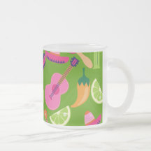 Fiesta Party Sombrero Cactus Limes Peppers Maracas Coffee Mug