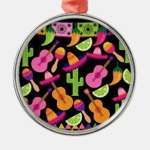 Fiesta Party Sombrero Cactus Limes Peppers Maracas Christmas Ornament