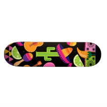 Fiesta Party Sombrero Cactus Limes Peppers Maracas Custom Skateboard
