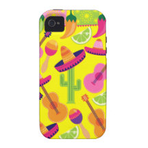 Fiesta Party Sombrero Limes Guitar Maraca Saguaro Vibe iPhone 4 Cover