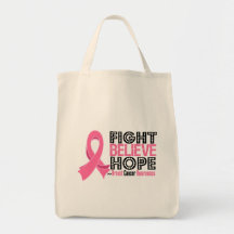 Fight Believe Hope - Breast Cancer Canvas Bags