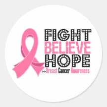 Fight Believe Hope - Breast Cancer Sticker