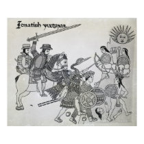 Fight between the Spanish and the Aztecs posters