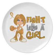 Fight Like a Girl Appendix Cancer 42.8.png Party Plates