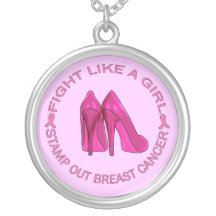 Fight Like a Girl Breast Cancer Awareness Charm Pendant