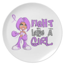 Fight Like a Girl General Cancer 42.8.png Dinner Plate