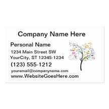 Filigaree swirly colourful tree business cards