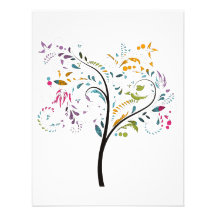 Filigaree swirly colourful tree personalized invitations