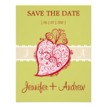 Filigree Heart Green invitation
