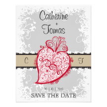 Filigree Heart - grey invitation
