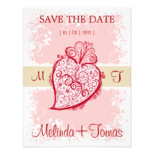 Filigree Heart - pink invitation