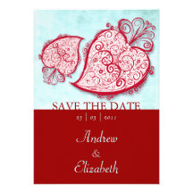 Filigree Red Heart invitation