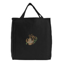 Filigree Teapot Embroidered Bag