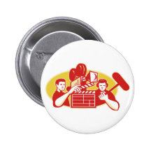 Film Director Movie Camera Clapper Soundman Button