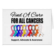 Find a Cure Ribbons For All Cancers Card