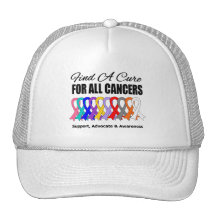 Find a Cure Ribbons For All Cancers Hats