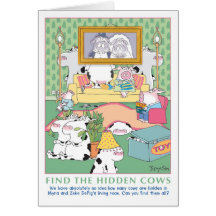 FIND THE HIDDEN COWS Birthday Greeting Cards