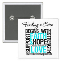Finding a Cure Begins With Hope Addiction Recovery Pinback Button