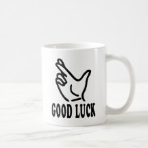 finger good luck icon coffee mugs