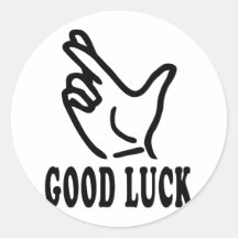 finger good luck icon round stickers