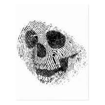 Fingerprint skull post card