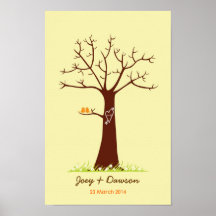 Fingerprint Tree Wedding Guestbook (Cream)